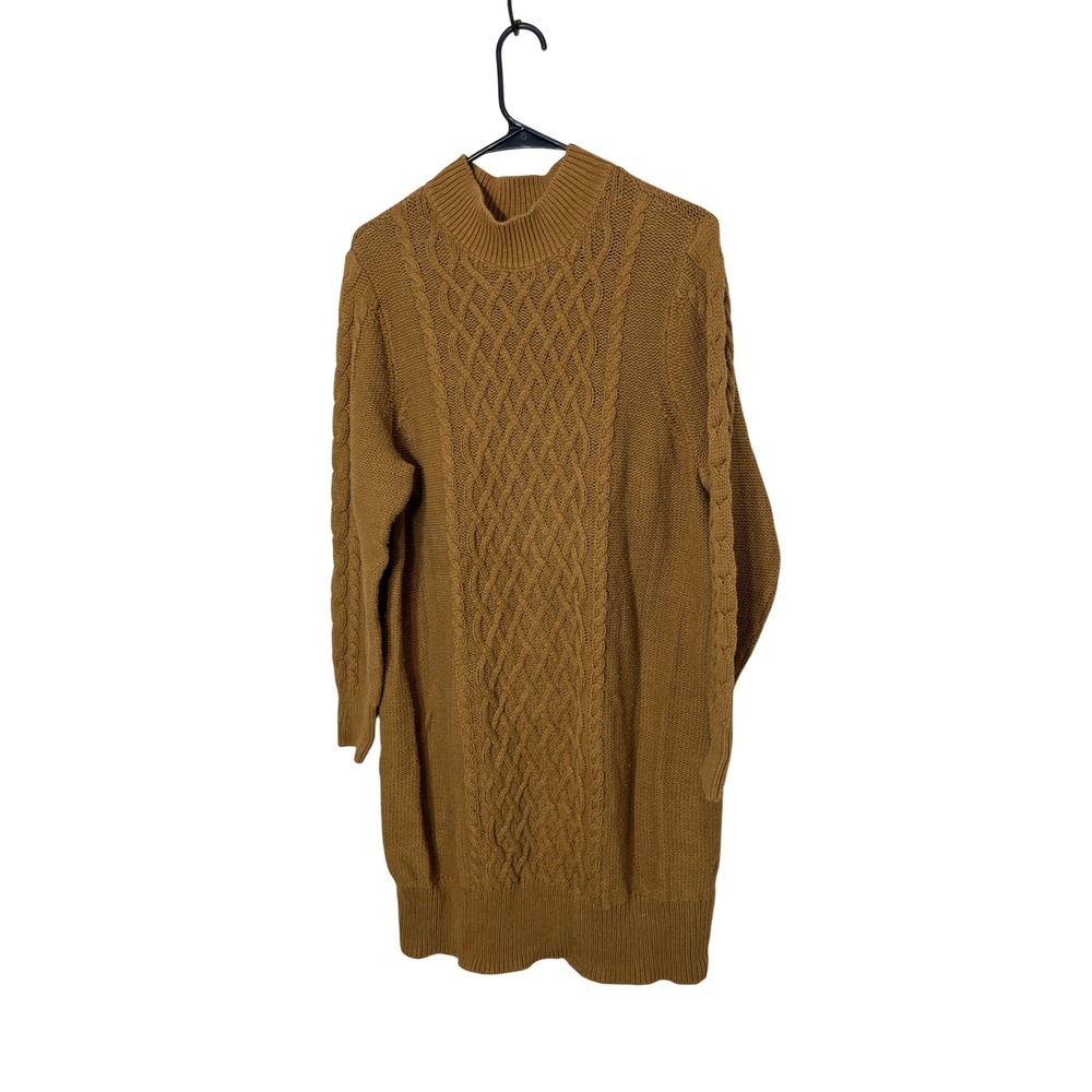 Old Navy XXL Womens Sweater Dress Cable Knit Mock Neck Brown Pullover